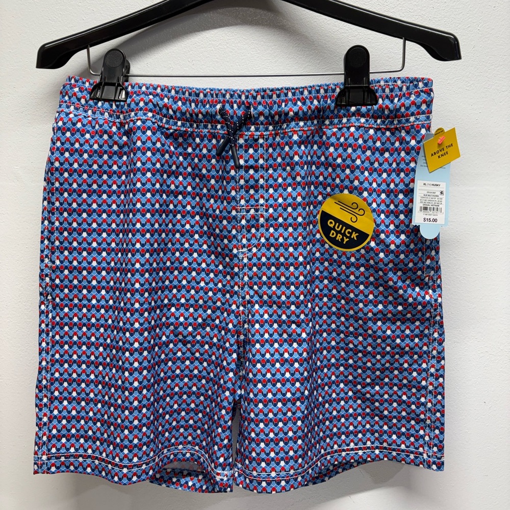 Kids Quick Dry Blue&Red Patterned Shorts kids size XL (14) husky new